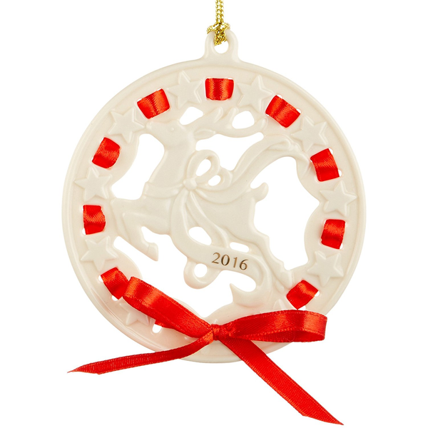 LENOX 2016 CHRISTMAS WRAPPINGS REINDEER ORNAMENT