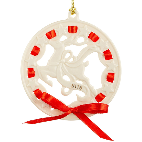 Lenox Christmas Wrappings Reindeer Ornament