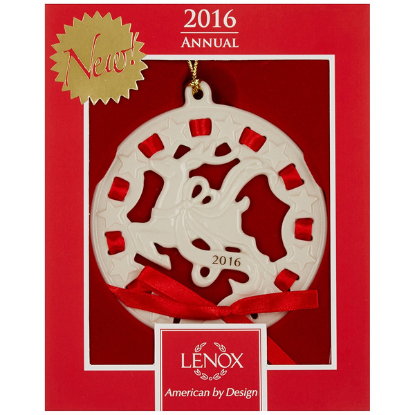 LENOX 2016 CHRISTMAS WRAPPINGS REINDEER ORNAMENT