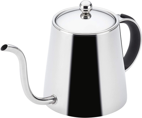 BonJour Stainless Steel Pour Over Teapot with Black Handle, 23-Ounce