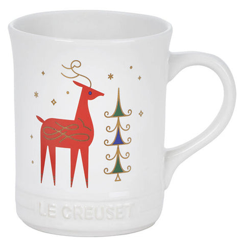 Le Creuset Noel Collection: Reindeer Mug - White w/ Applique