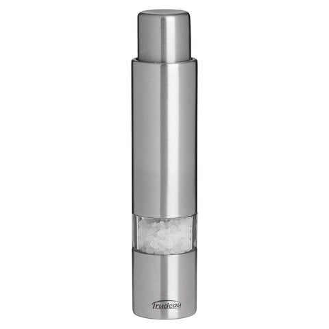 Trudeau Stainless Steel 6 inch One-Hand Thumb Mill Salt Grinder, 6", Silver
